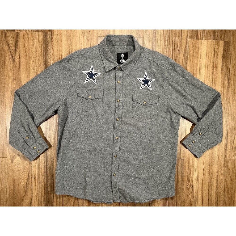 Dallas Cowboys Shirt Mens XL Gray Western NFL Football Darius Rucker Pearl Snap